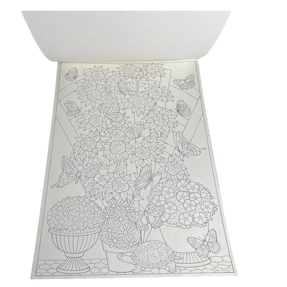 VTG Red Farm Studio Butterflies LARGE COLORING BOOK 6PG Carroza Art Attached 18" - Picture 7 of 8